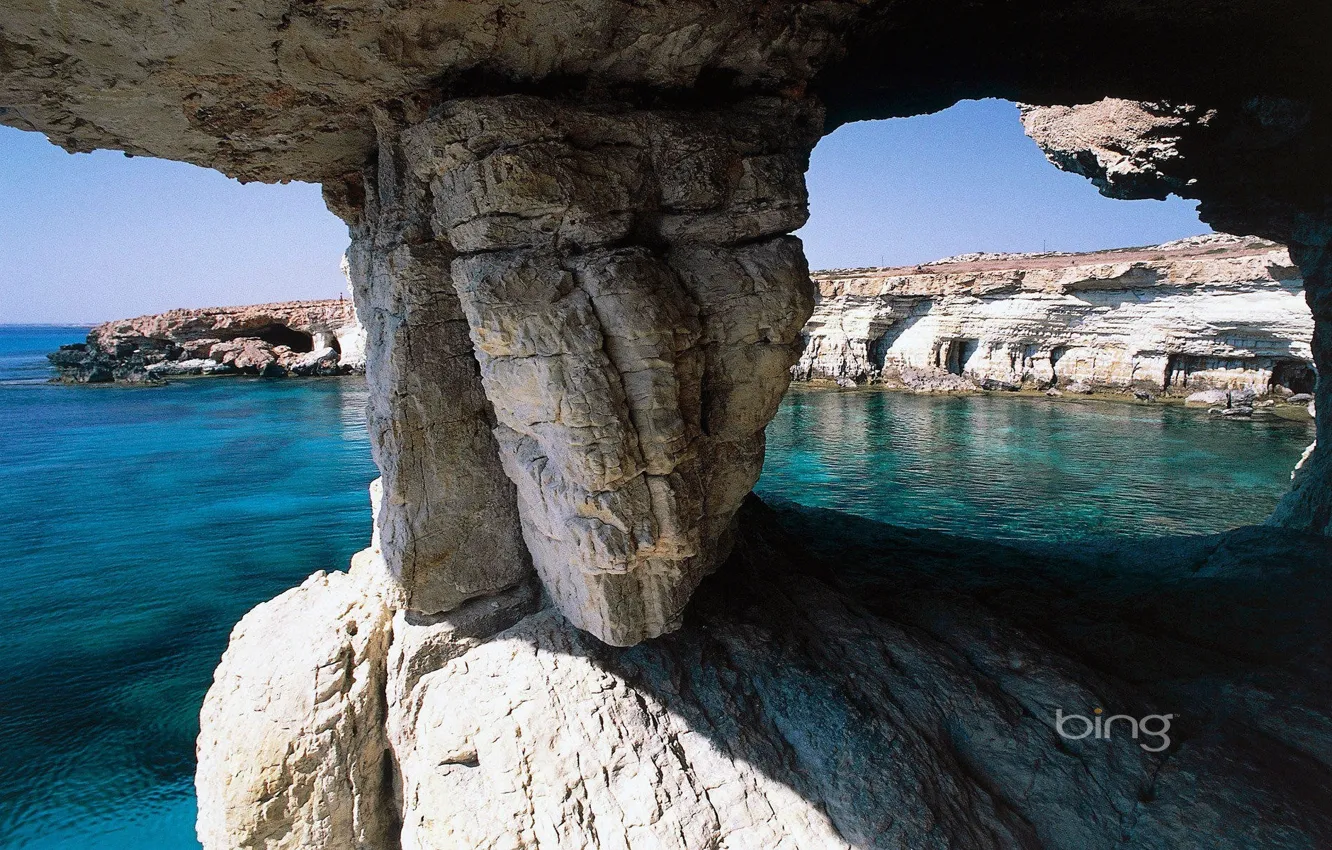 Photo wallpaper sea, rocks, Greece, Cyprus