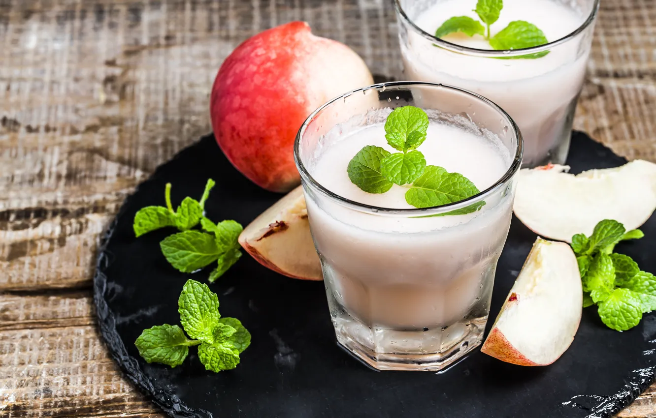 Photo wallpaper ice, apples, mint, lemonade