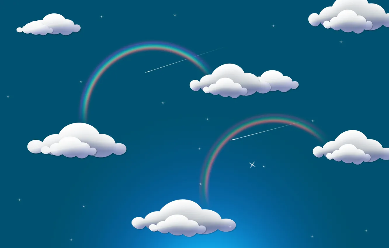 Photo wallpaper clouds, rainbow, rainbow