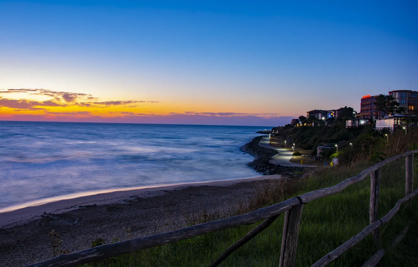 Photo wallpaper beach, sea, landscape, sunrise, Sea Beach, GRAS