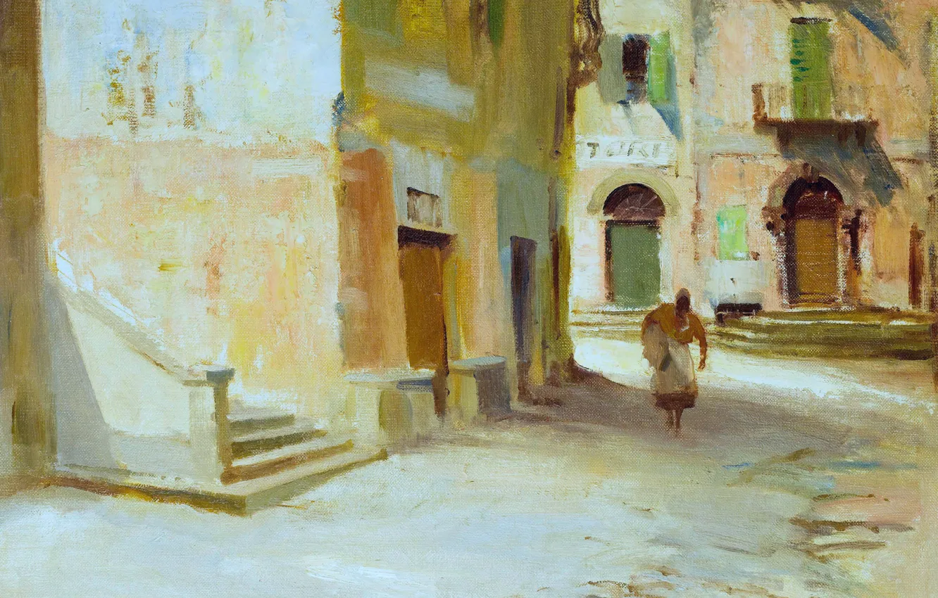 Photo wallpaper picture, the urban landscape, Edward Seago, A street in Argegno. Lake Como