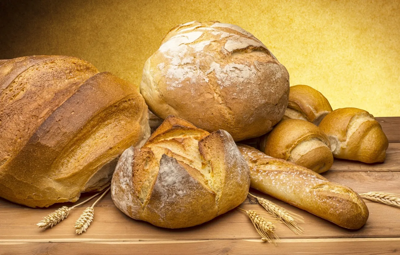 Photo wallpaper wheat, food, spikelets, picture, cakes, buns, vkusnota, Golden brown
