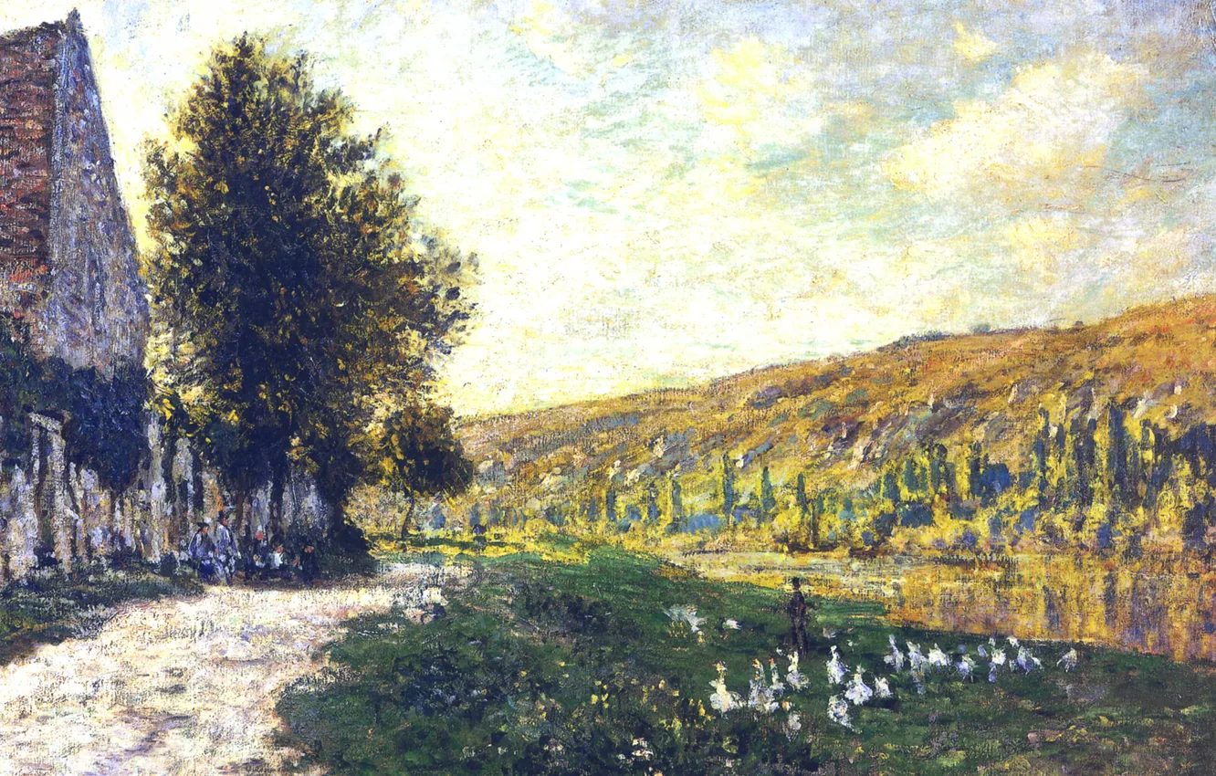 Photo wallpaper landscape, house, picture, Claude Monet, The Banks Of The Seine. Lavacourt