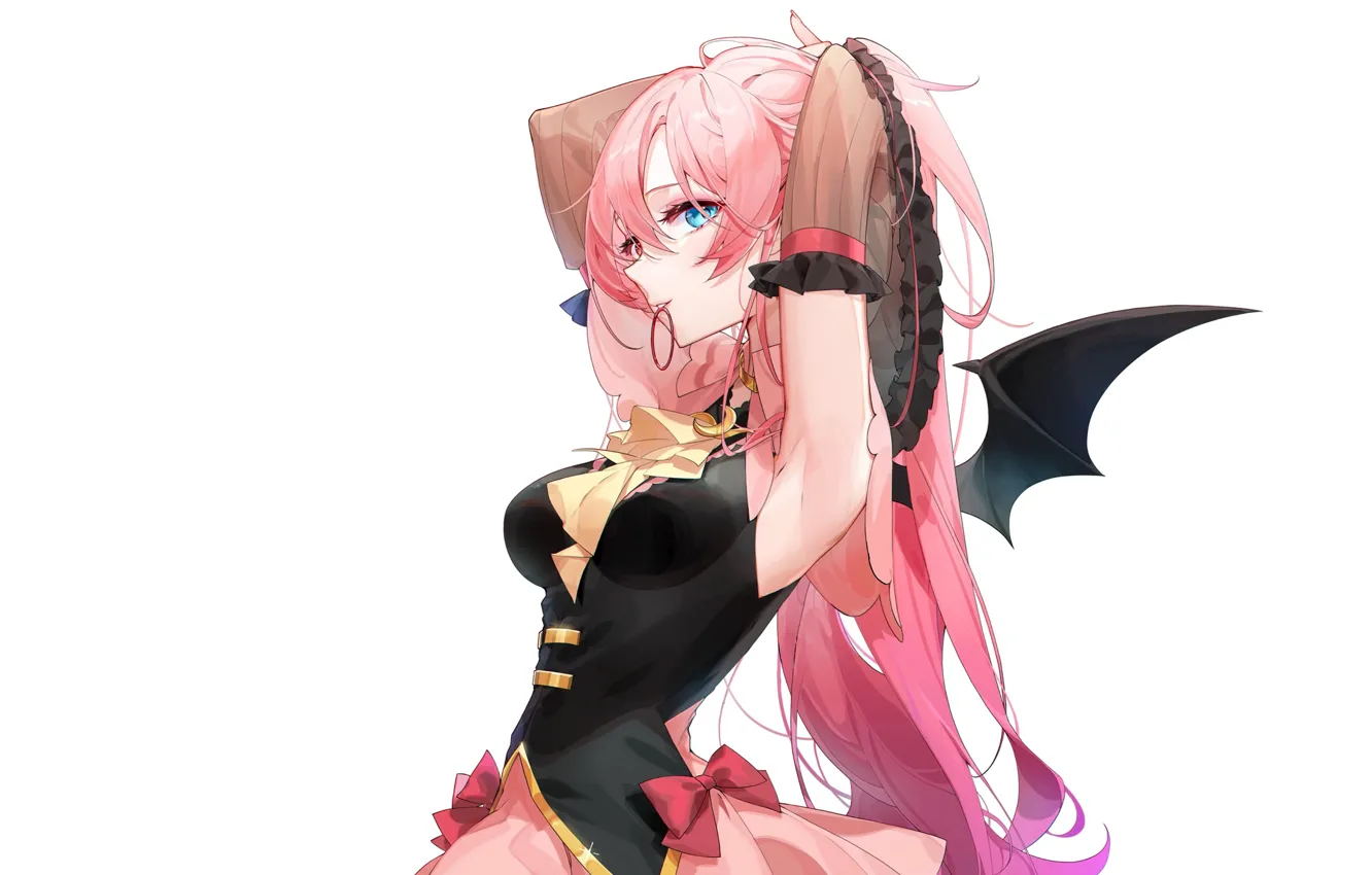 Photo wallpaper girl, hot, sexy, pink, anime, wings, pretty, babe