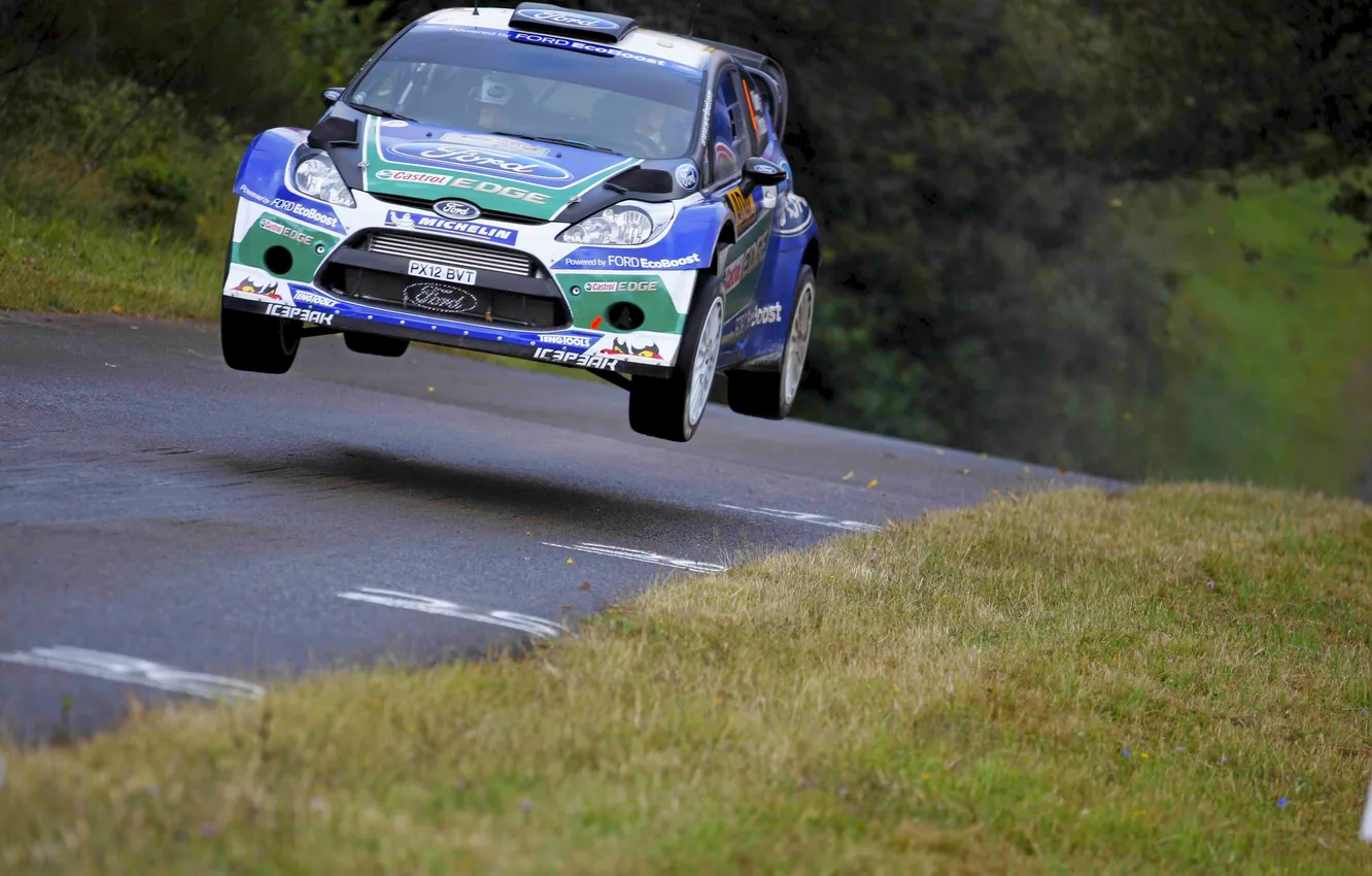 Photo wallpaper road, asphalt, speed, Ford, WRC, Rally, Fiesta, Henning Solberg