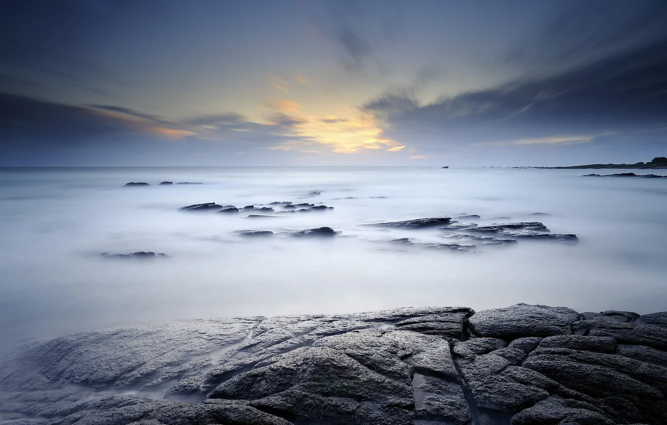 Photo wallpaper sea, landscape, sunset