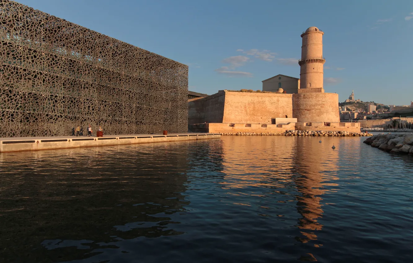 Photo wallpaper France, fortress, harbour, Marseille, Fort Saint-Jean
