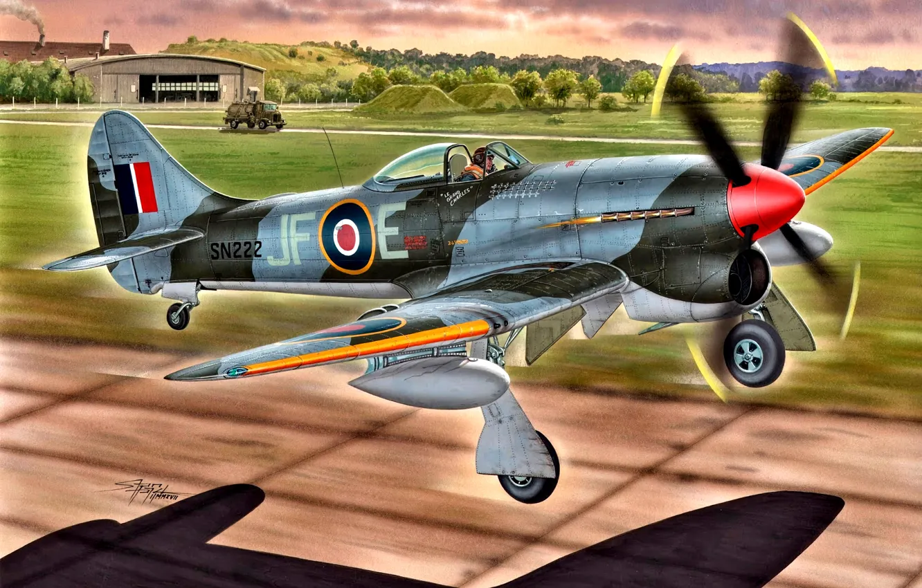 Photo wallpaper Tempest, Hawker Tempest Mk.V, external fuel tank, Engine Napier Sabre II, 4x20 mm Hispano gun …