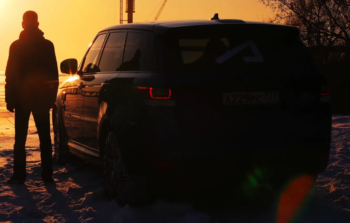 Photo wallpaper Sand, Nature, Man, Land Rover, Is