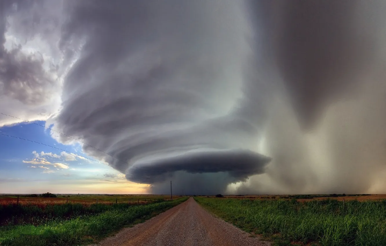 Photo wallpaper field, the sky, tornado