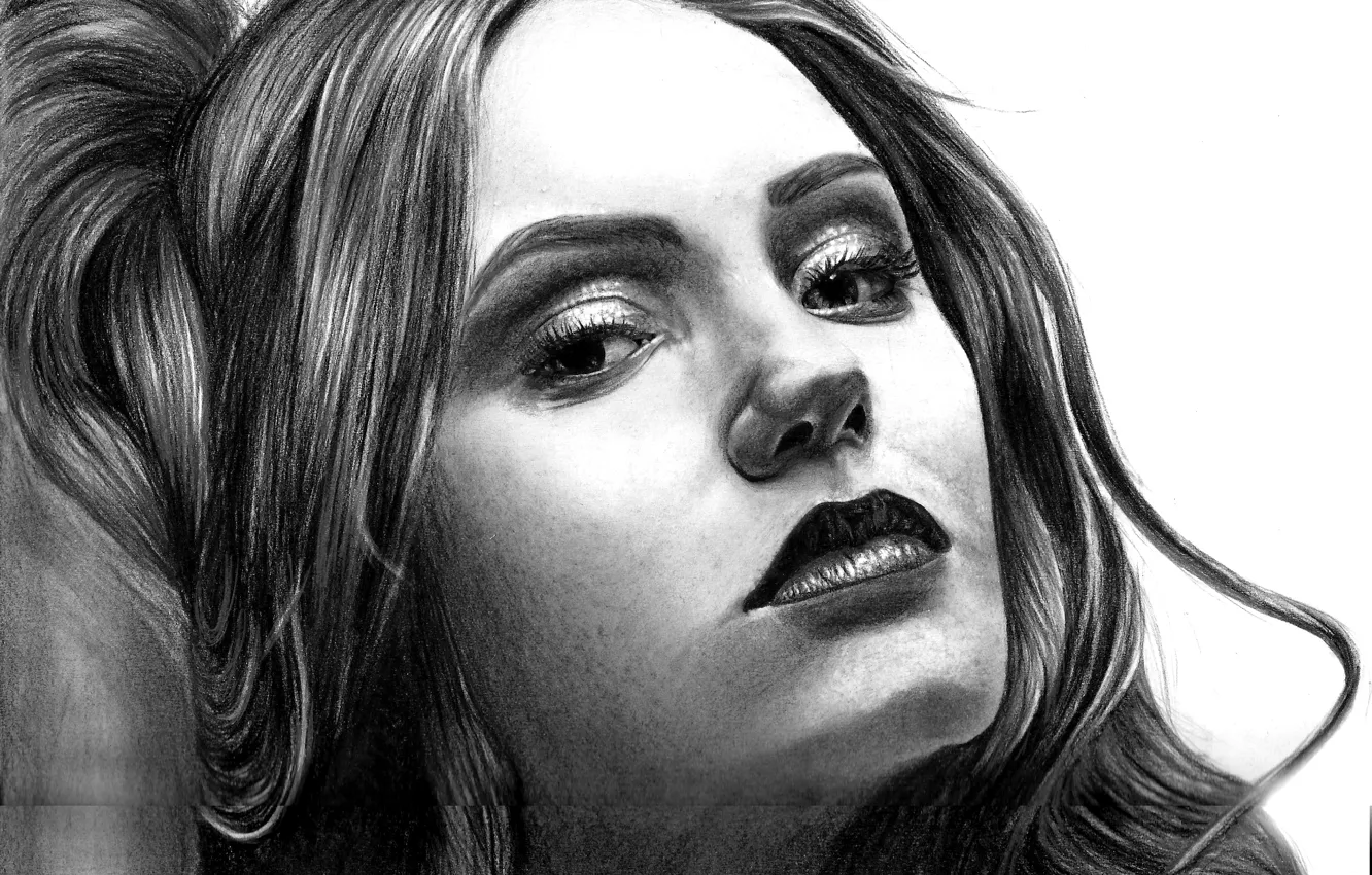 Photo wallpaper girl, face, model, figure, pencils, actress, art, Nina Dobrev