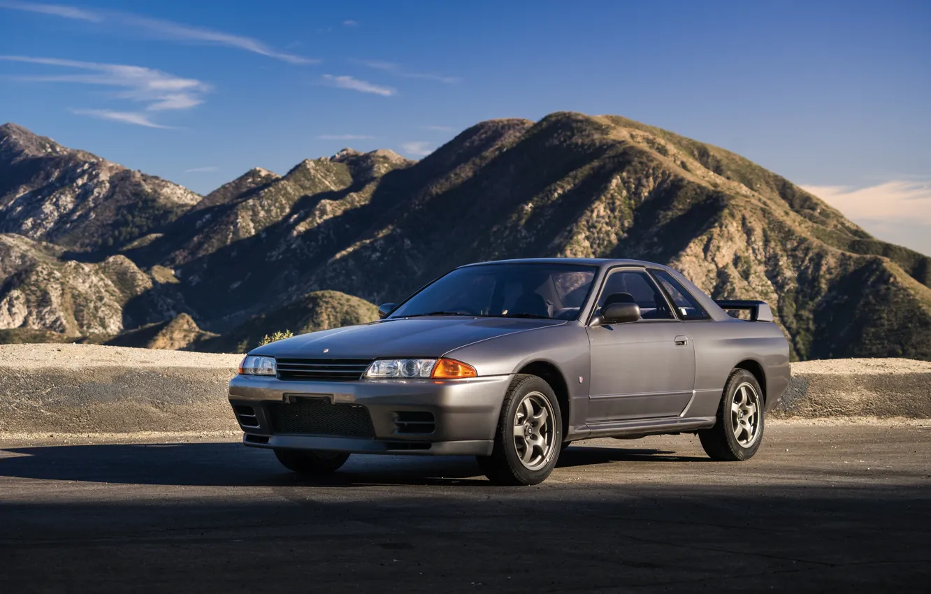 Photo wallpaper the sky, mountains, Nissan, GT-R, R32, Skyline, skyline, Nissan Skyline GT-R R32