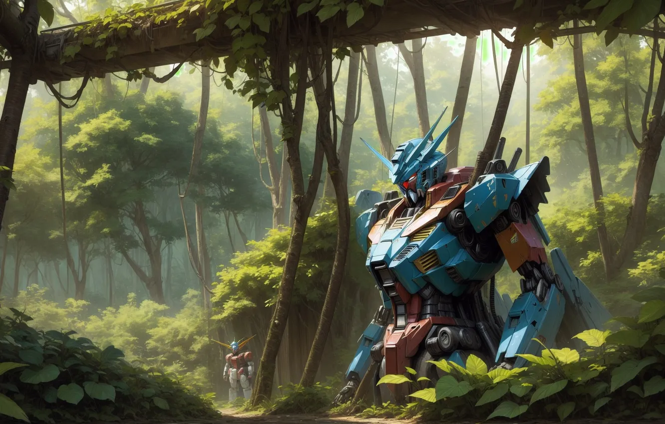 Photo wallpaper forest, robot, jungle, Transformers