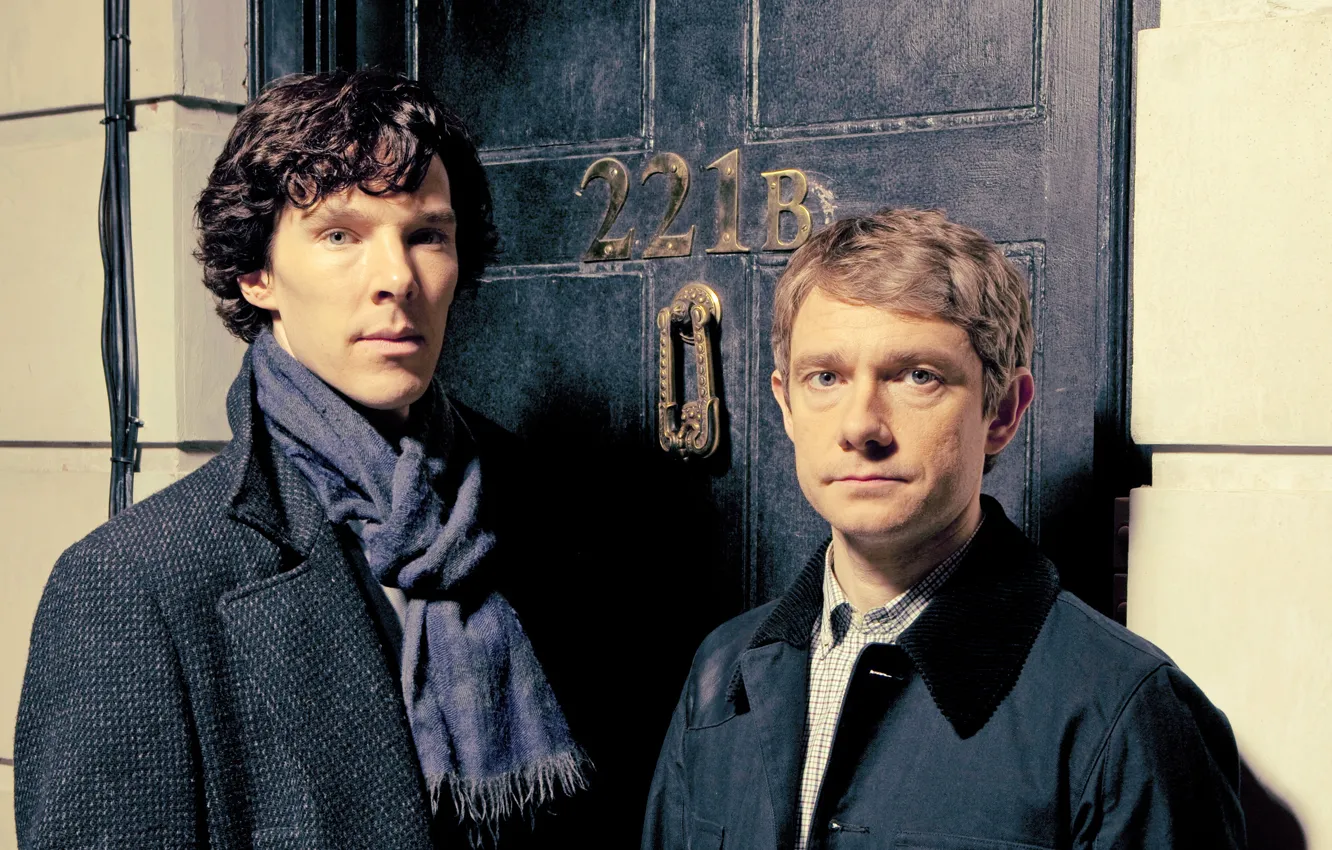 Photo wallpaper Season 3, Martin Freeman, Benedict Cumberbatch, Sherlock, Sherlock, Sherlock Holmes, BBC One, season 3