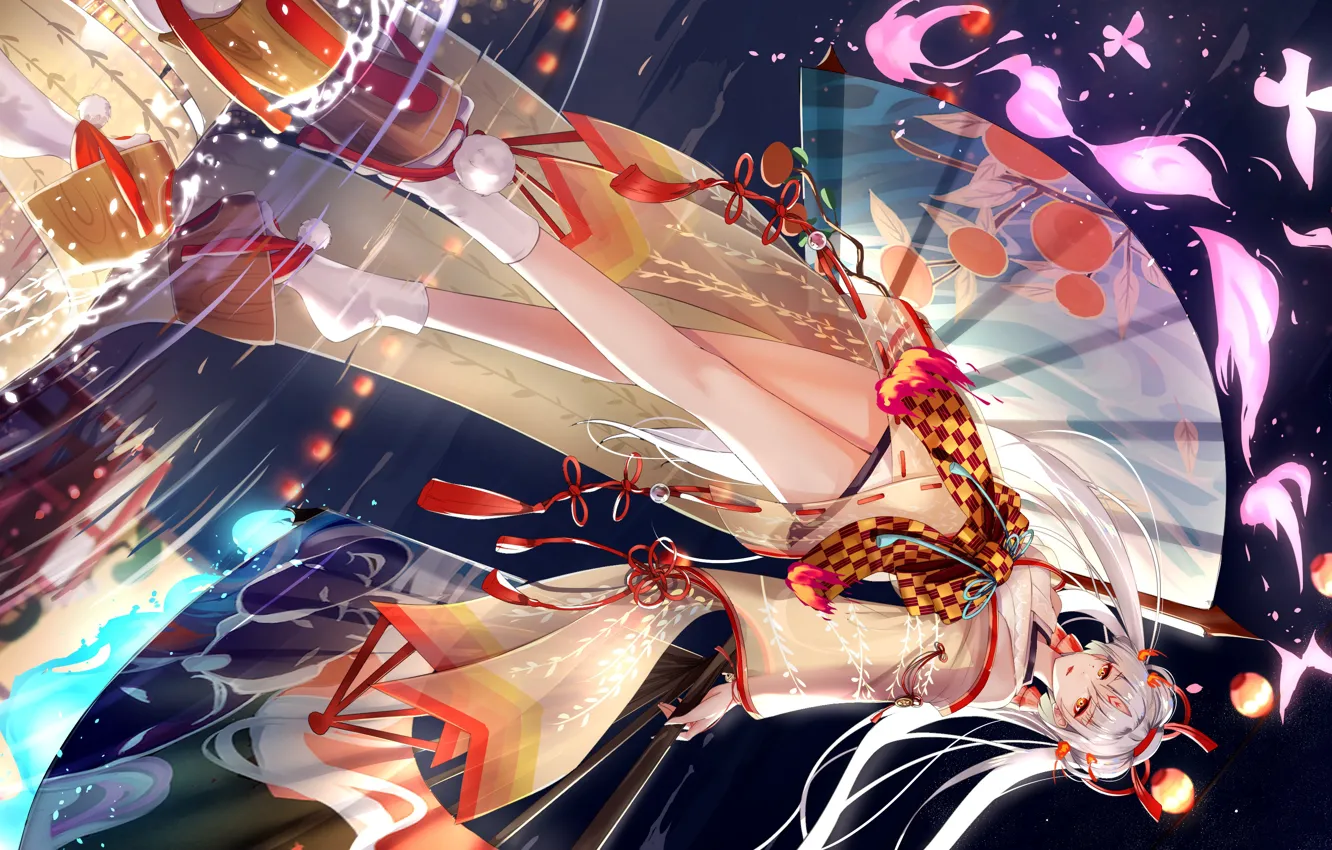 Photo wallpaper water, girl, reflection, art, Onmyouji, yan (nicknikg)