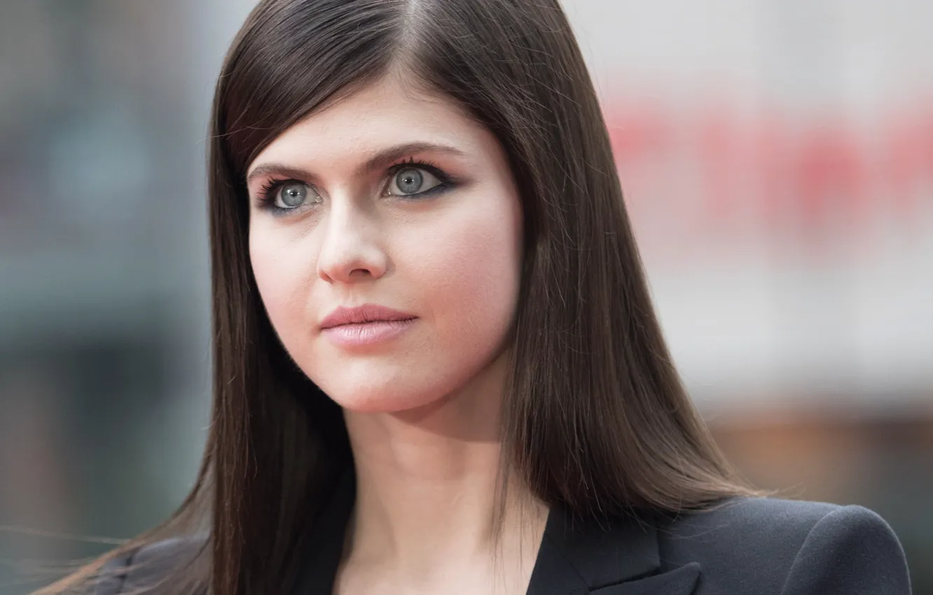 Photo wallpaper look, girl, makeup, actress, brunette, blue-eyed, hair, Alexandra Daddario