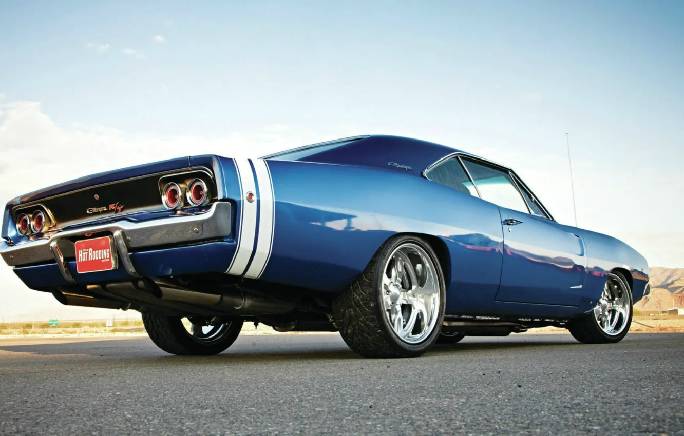 Photo wallpaper Dodge, Blue, Coupe, Charger, Muscle car, Hemi, Vehicle, Modified