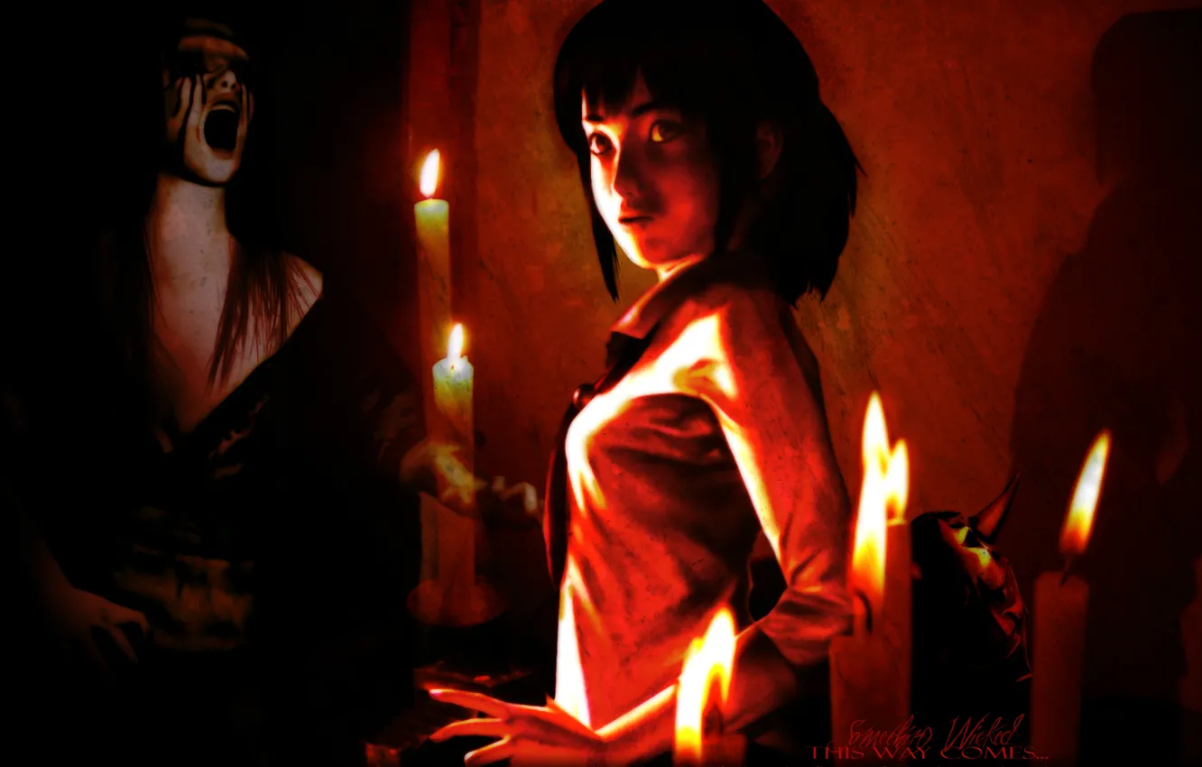 Photo wallpaper fear, the victim, candles, Ghost, Ghost, Miku Hinas, Fatal Frame, mask horror