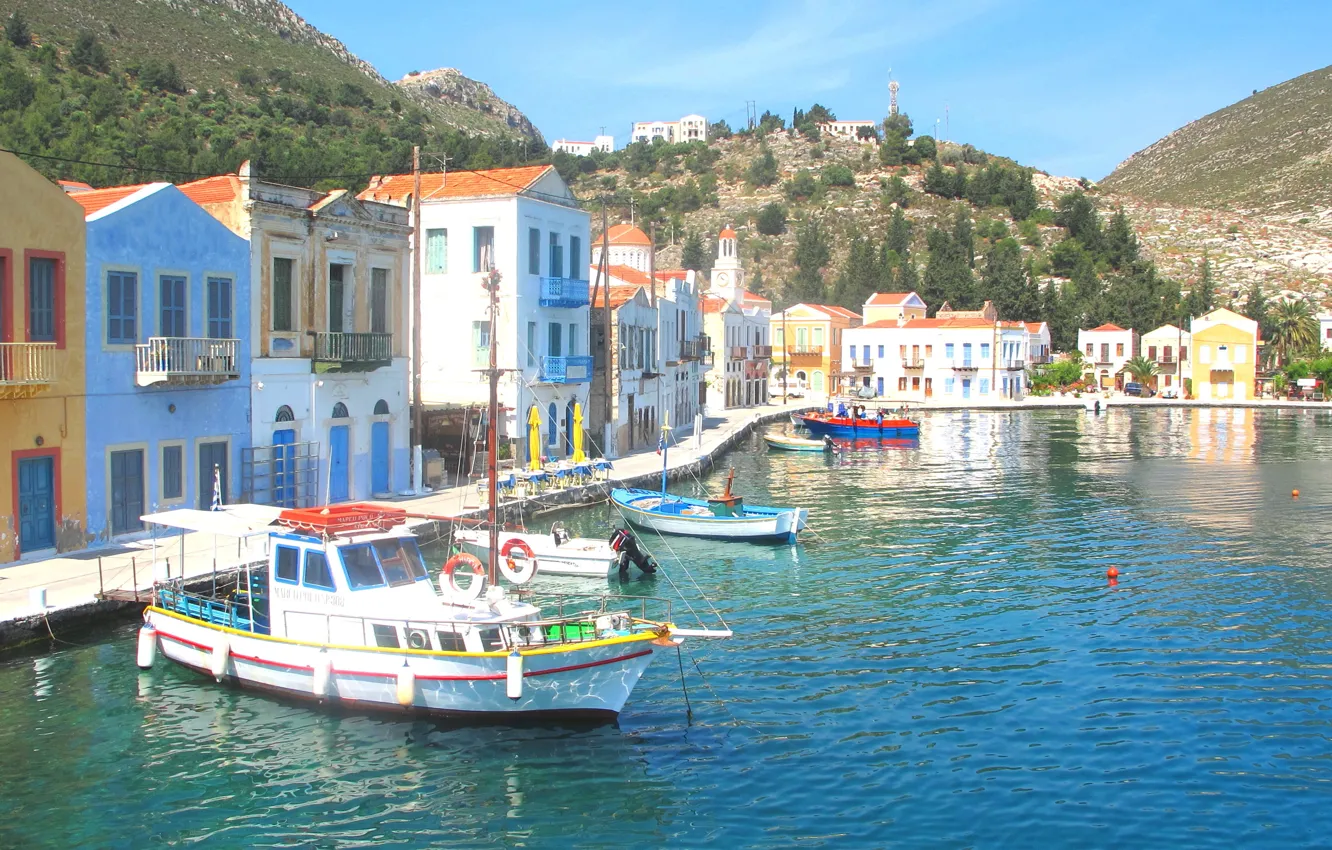 Photo wallpaper view, harbor, Greece, Kastellorizo