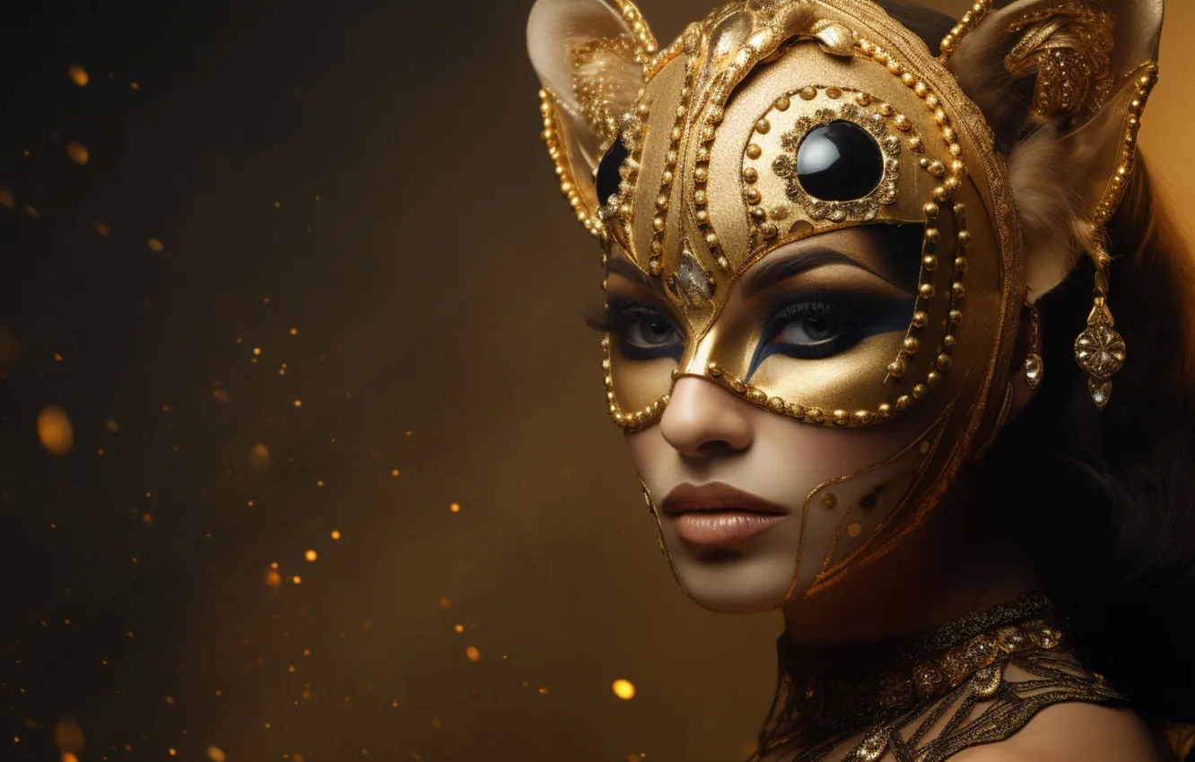 Photo wallpaper look, girl, decoration, face, pose, style, gold, arrows