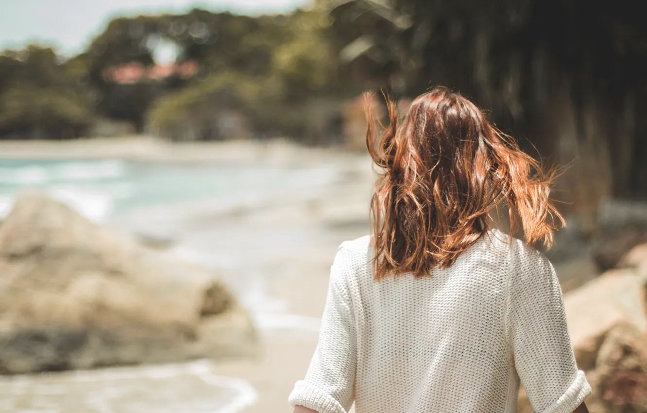 Photo wallpaper the wind, red, redhead, Karol Queiroz