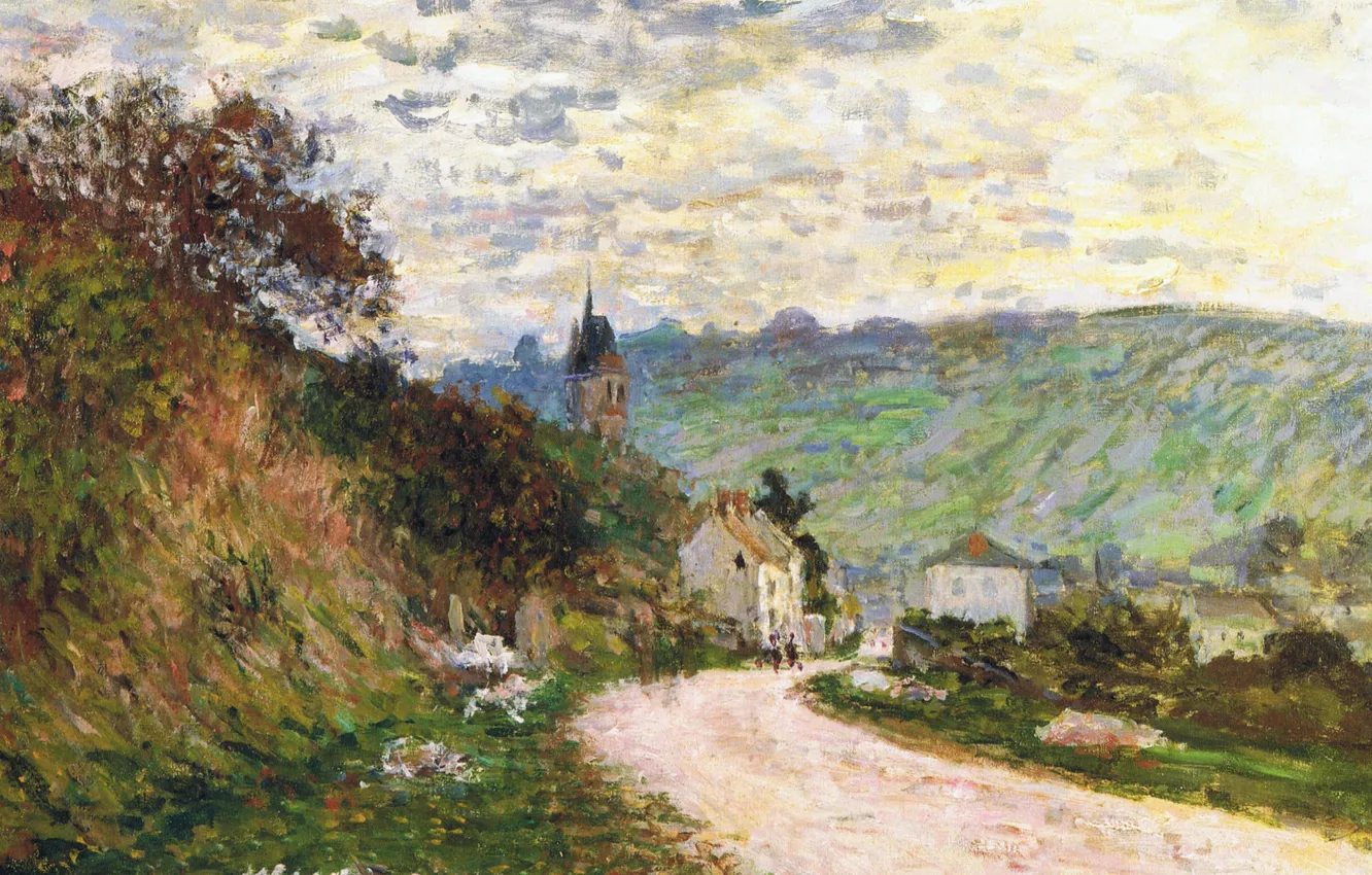 Photo wallpaper landscape, picture, Claude Monet, The road to Vétheuil