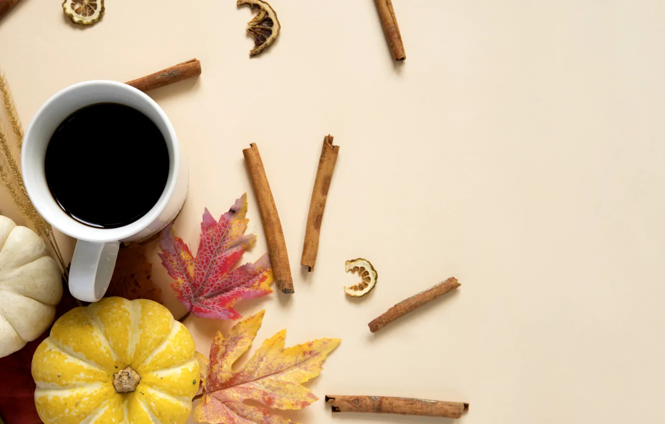 Photo wallpaper lemon, coffee, pumpkin, cinnamon
