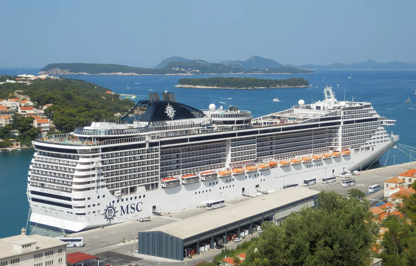 Photo wallpaper sea, the sky, coast, cruiser, Dubrovnik