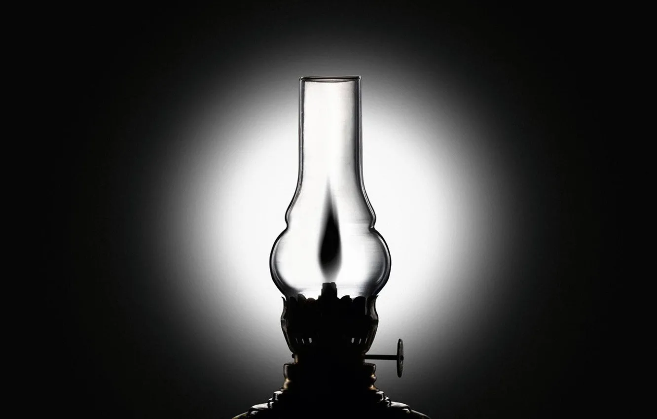 Photo wallpaper black and white, Lamp, kerosene stove