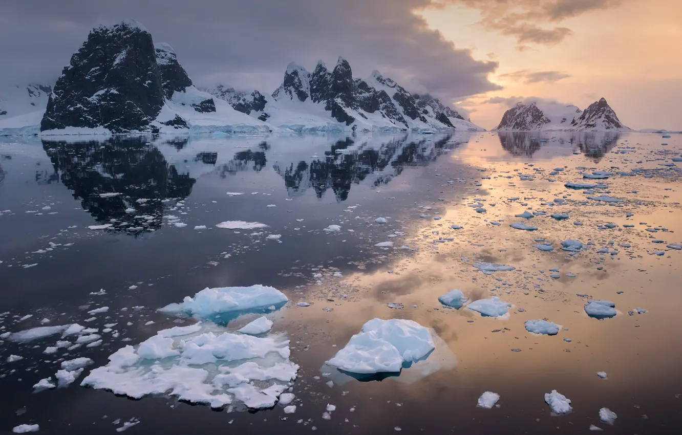 Photo wallpaper sea, mountains, Antarctica, Antarctica, Lemaire Channel, Lemaire Strait