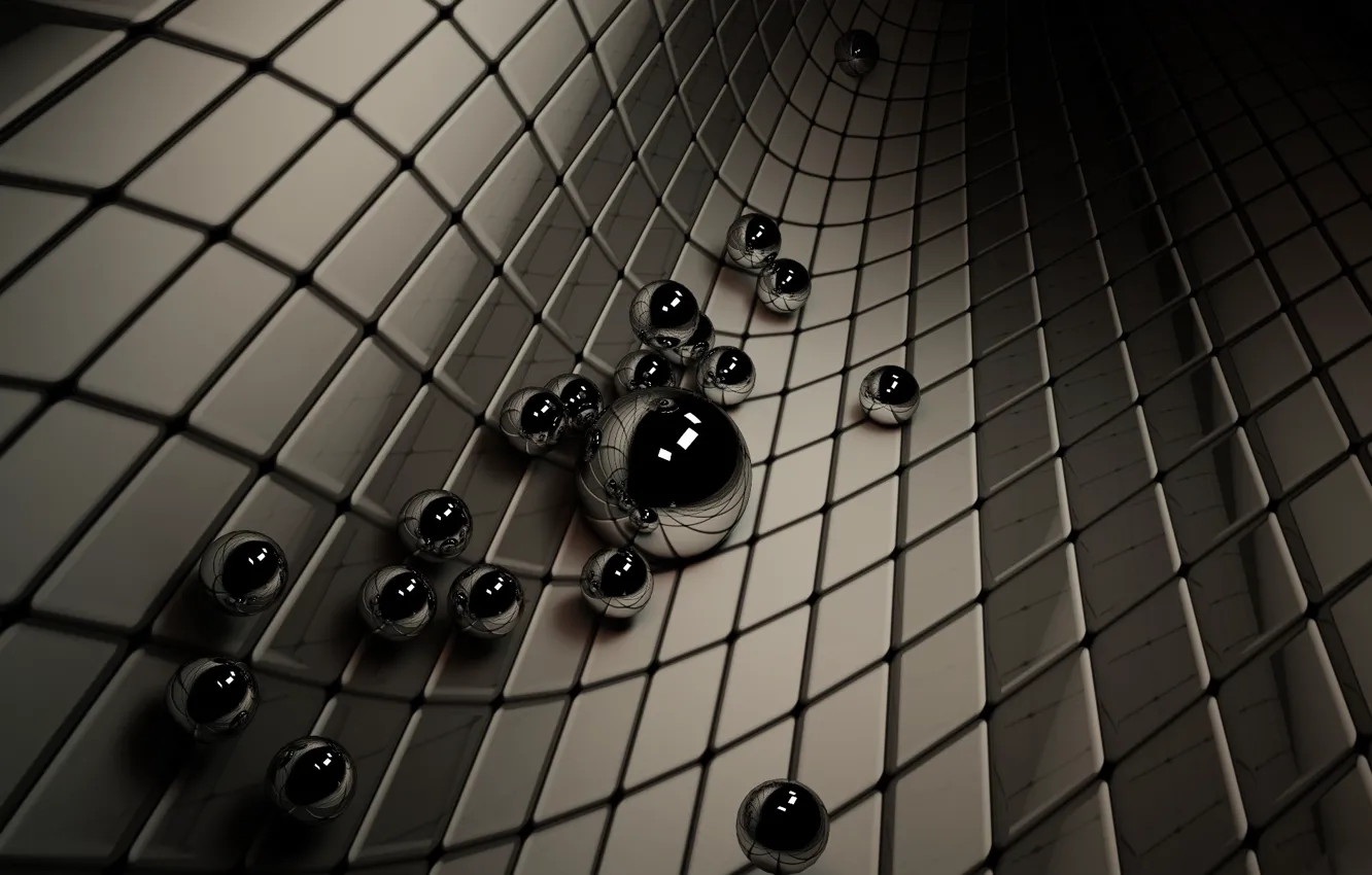 Photo wallpaper balls, rendering, black