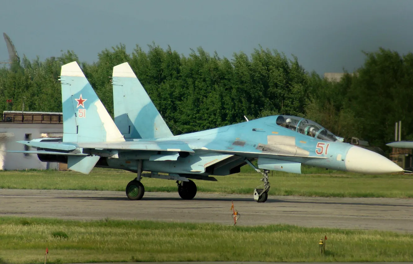 Photo wallpaper fighter, the airfield, the rise, Su-27