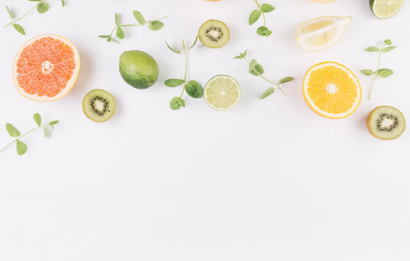Photo wallpaper orange, kiwi, citrus