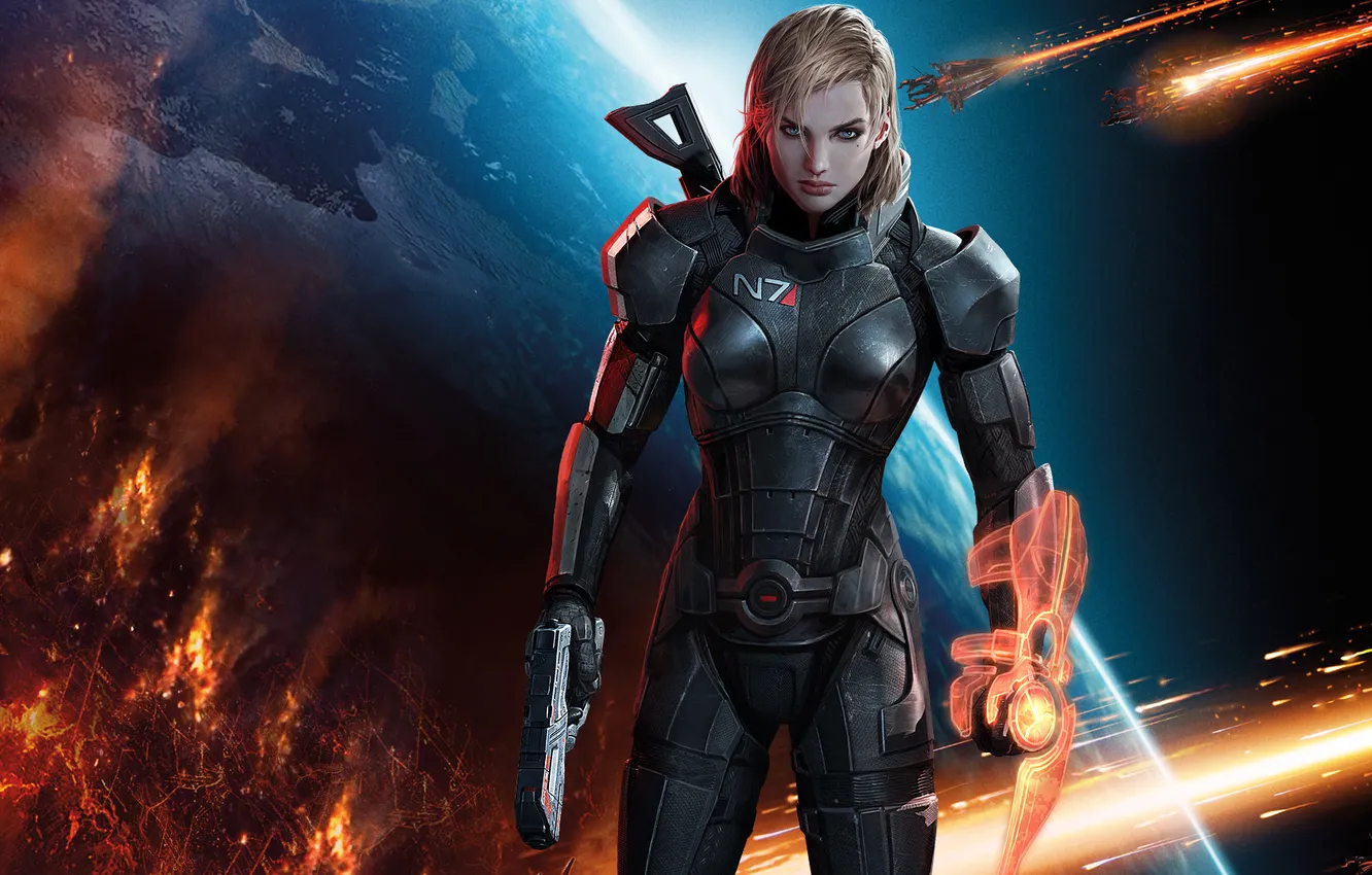 Photo wallpaper woman, woman, shepard, mass effect 3, Shepard