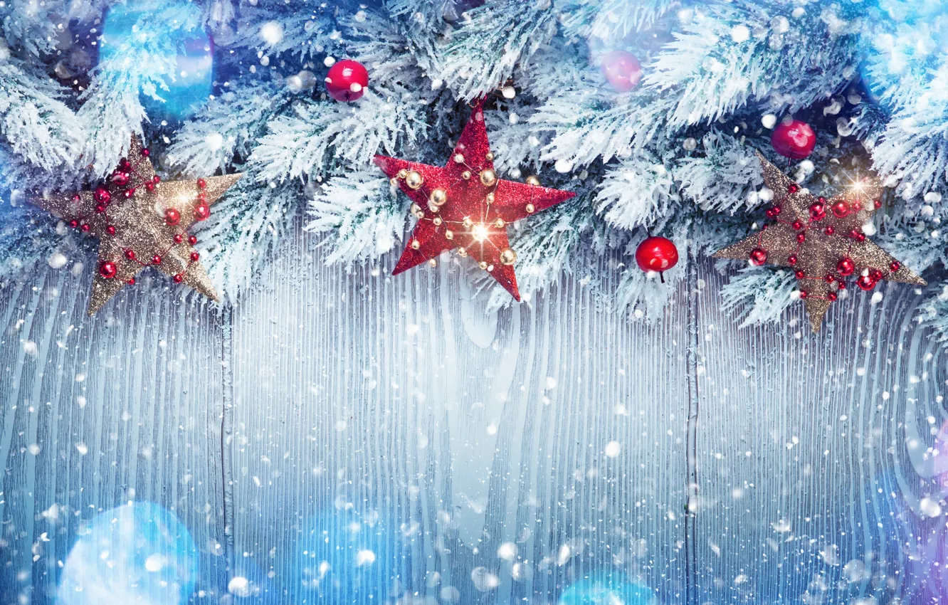 Photo wallpaper winter, snow, decoration, tree, New Year, Christmas, happy, Christmas