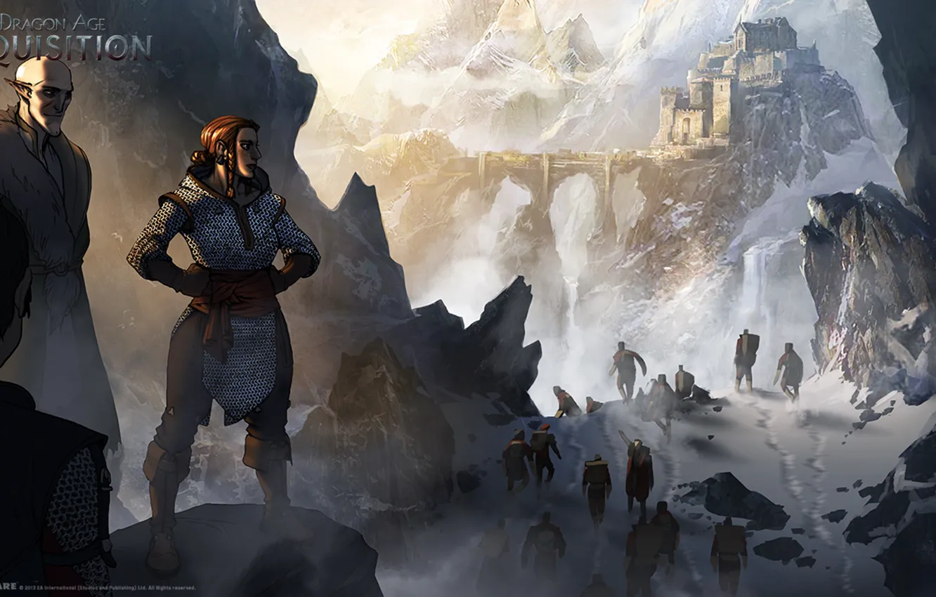 Photo wallpaper snow, mountains, hike, Dragon Age: Inquisition