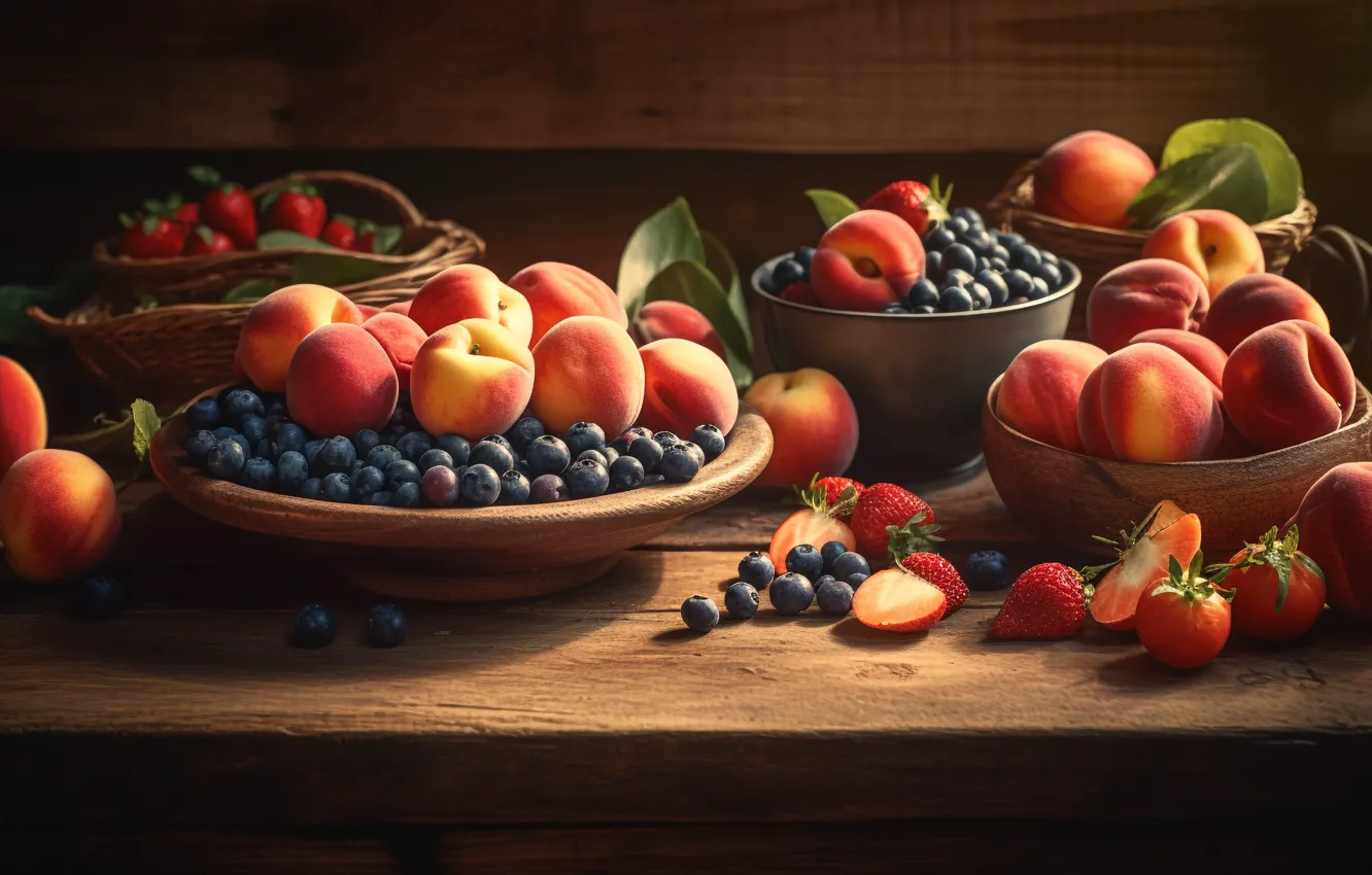 Photo wallpaper berries, food, fruit, different, a lot, juicy, delicious, cuts