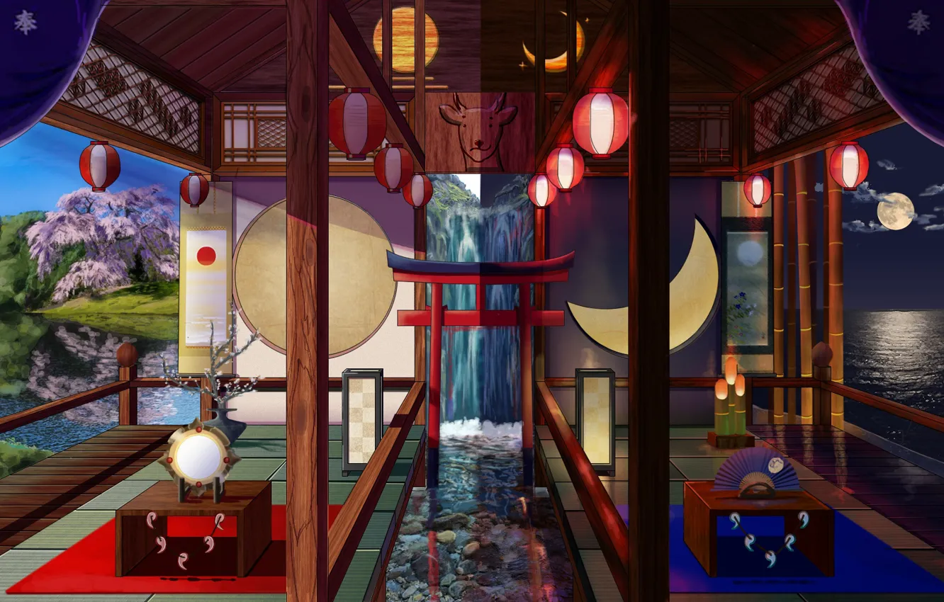 Photo wallpaper room, interior, Japanese style