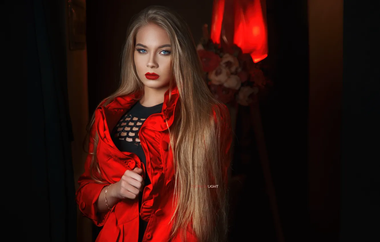 Photo wallpaper look, Girl, makeup, blonde, Alexander Drobkov-Light, Lily Fingerless