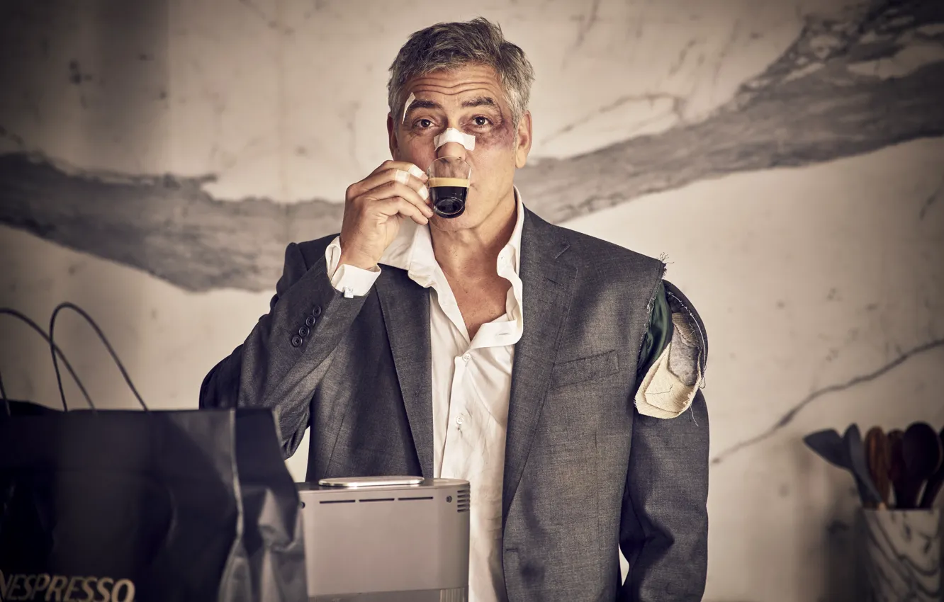 Photo wallpaper Coffee, Male, George Clooney, George Clooney, George Timothy Clooney, Nespresso, George Timothy Clooney, Nespresso