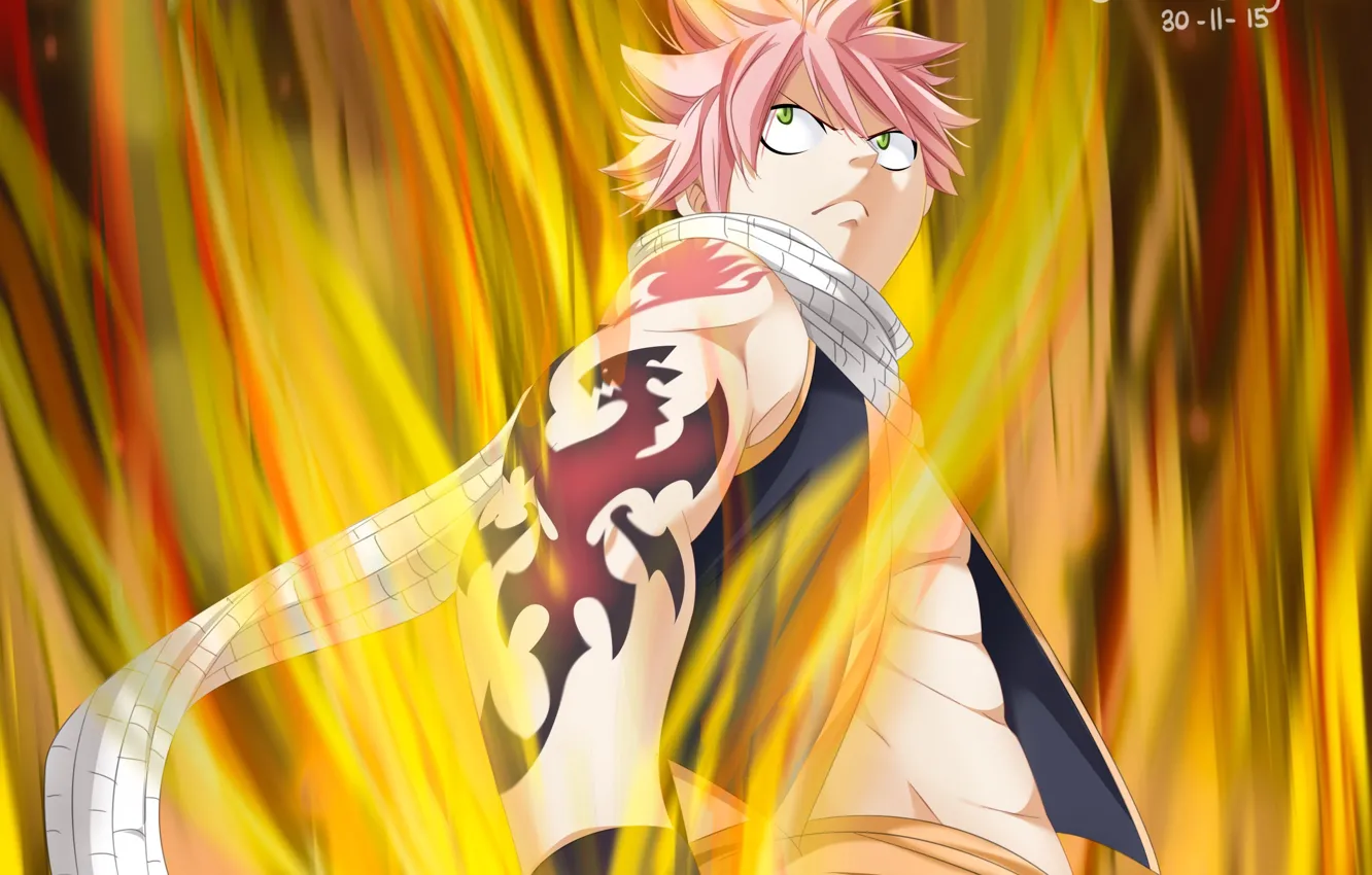 Photo wallpaper lights, anime, art, fairy tail, Natsu, Fairy tail