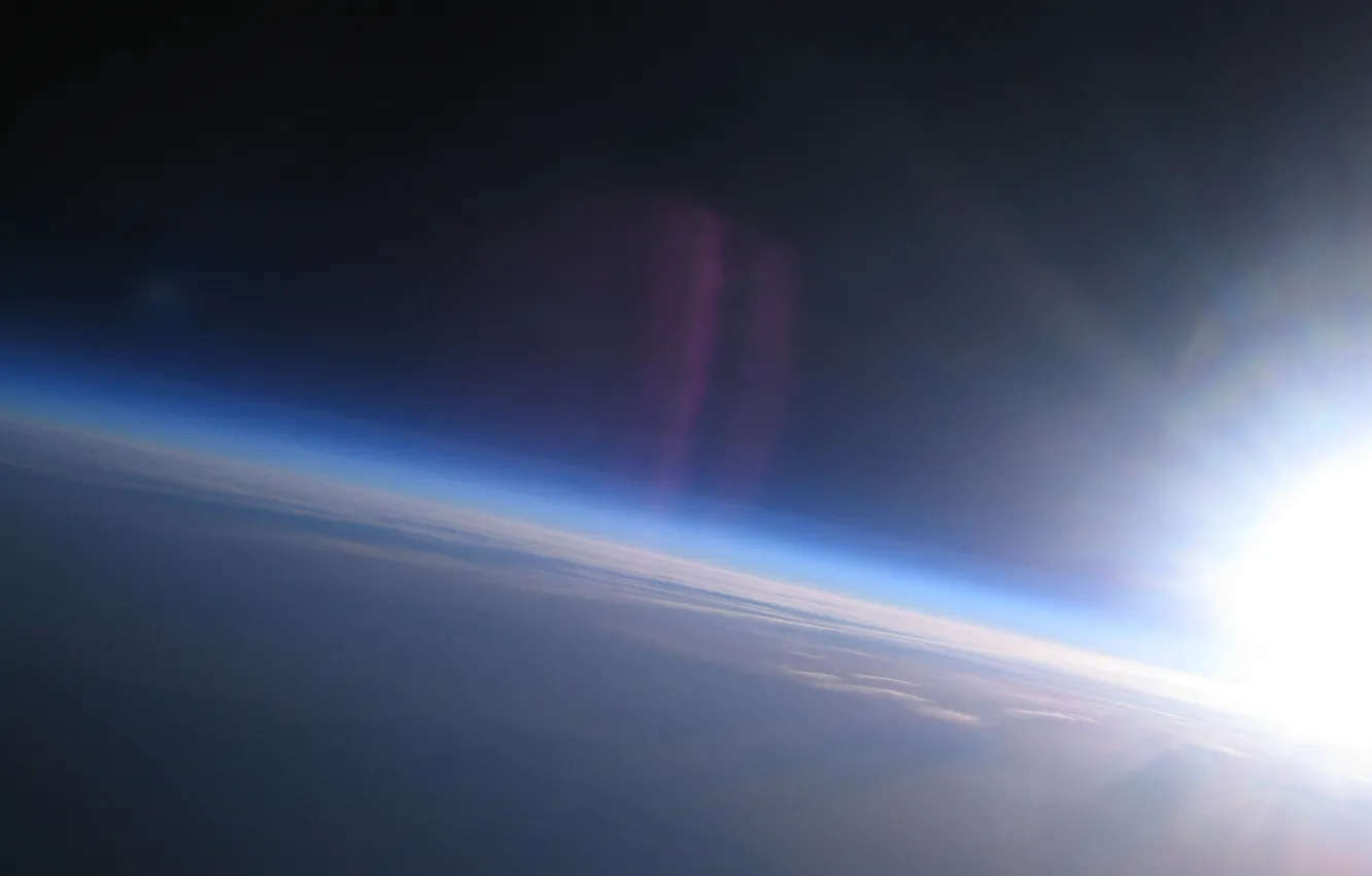 Photo wallpaper the sky, the sun, clouds, earth, planet, the atmosphere