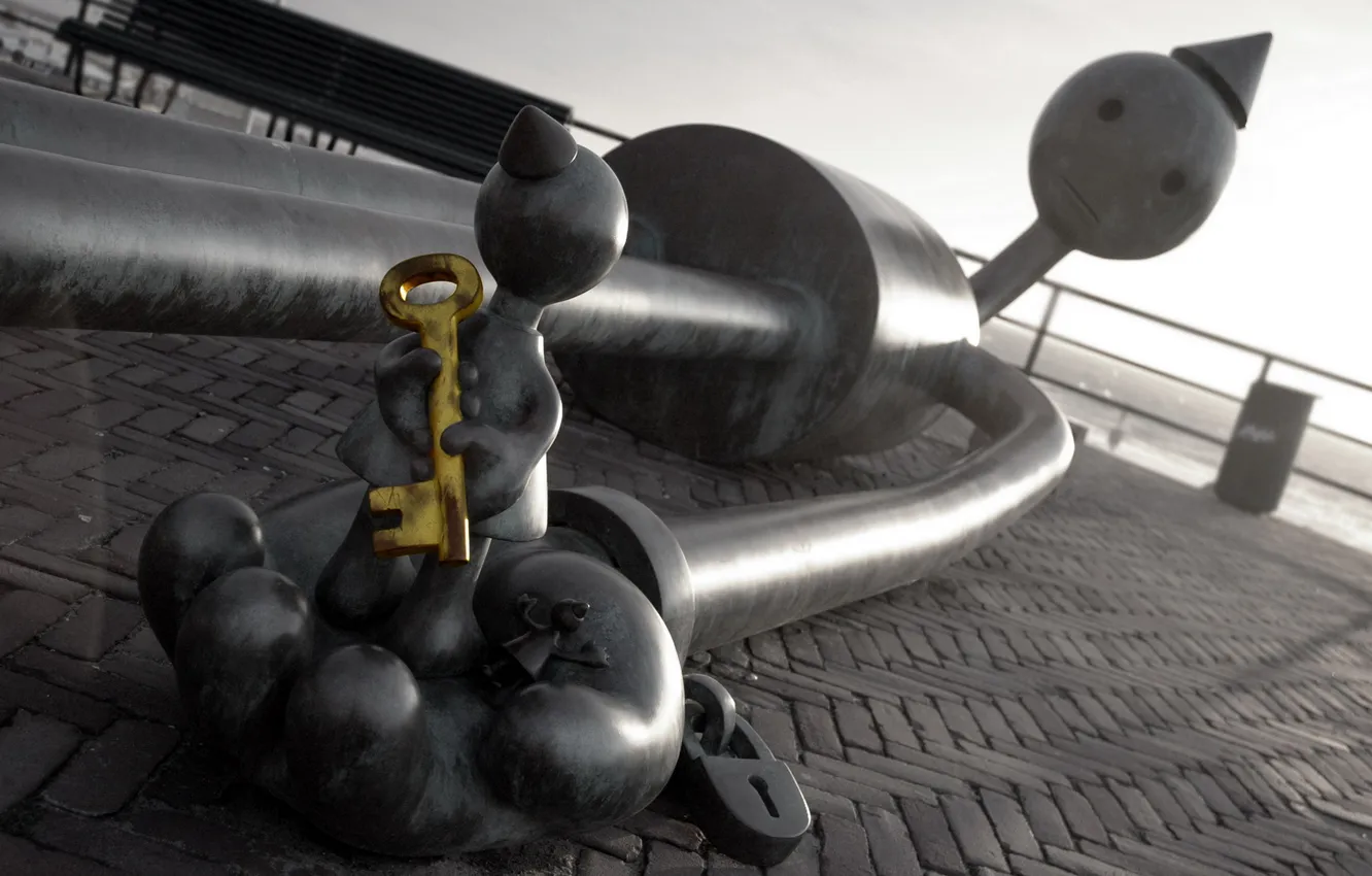 Photo wallpaper men, hands, key, promenade