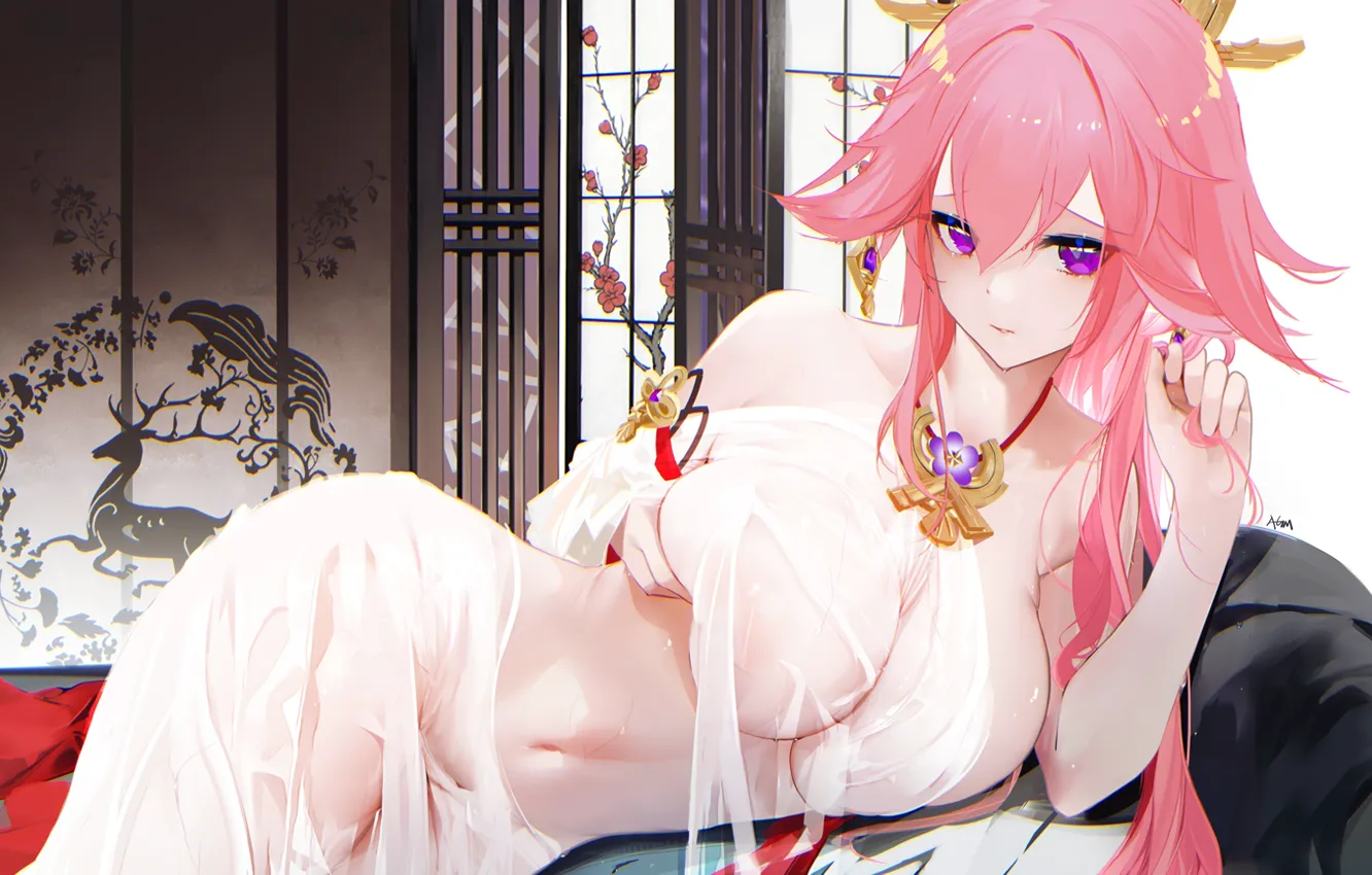 Photo wallpaper ya miko, sexy girls, dampak genshin