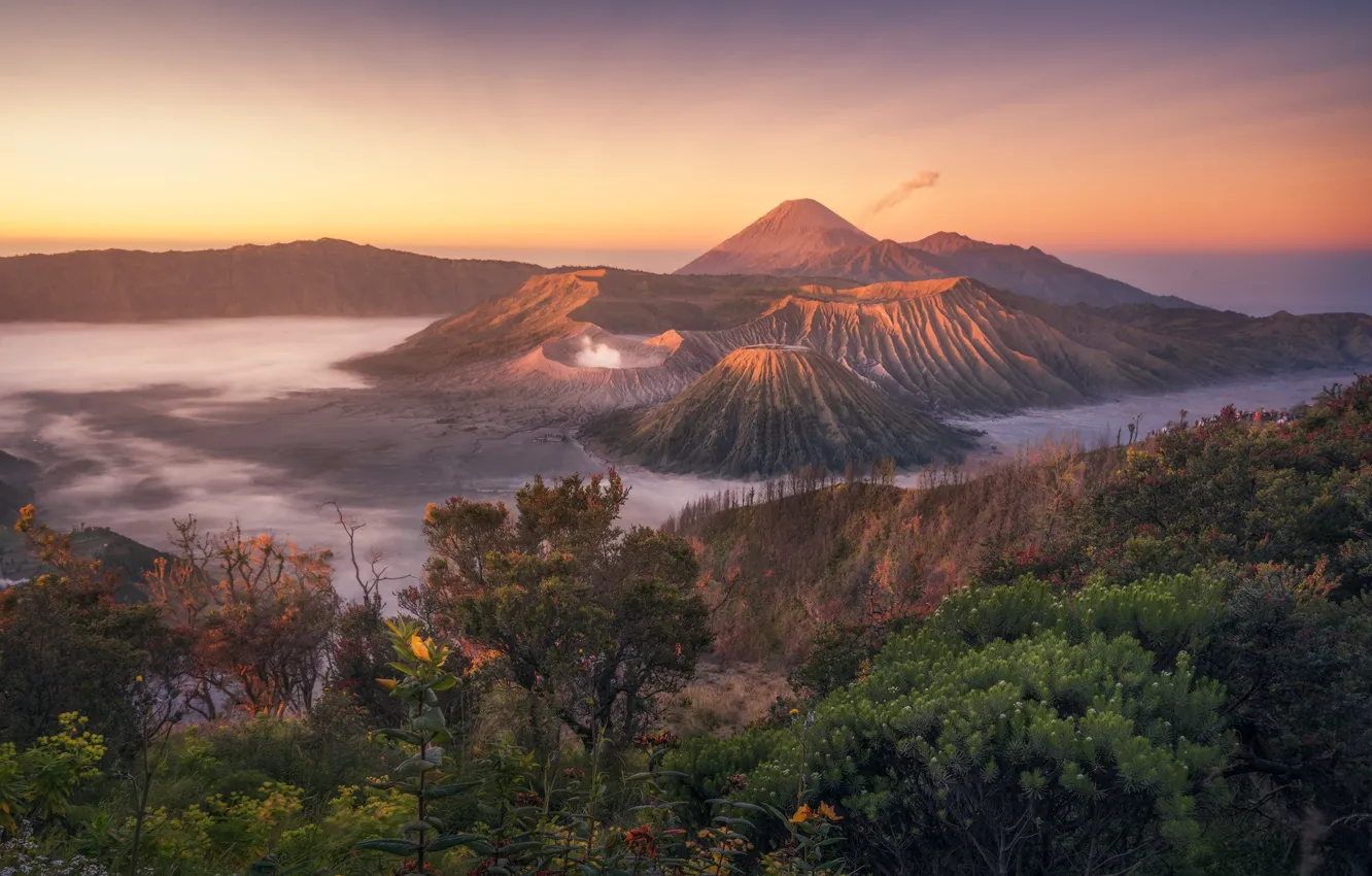 Photo wallpaper the volcano, Bromo, Java
