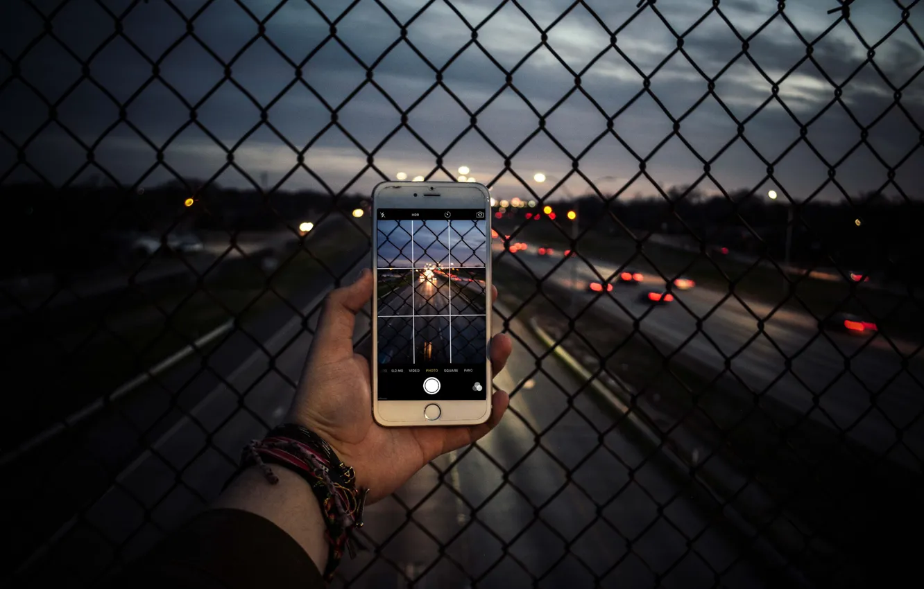 Photo wallpaper road, photo, iPhone, the evening, camera, hands, highway, phone