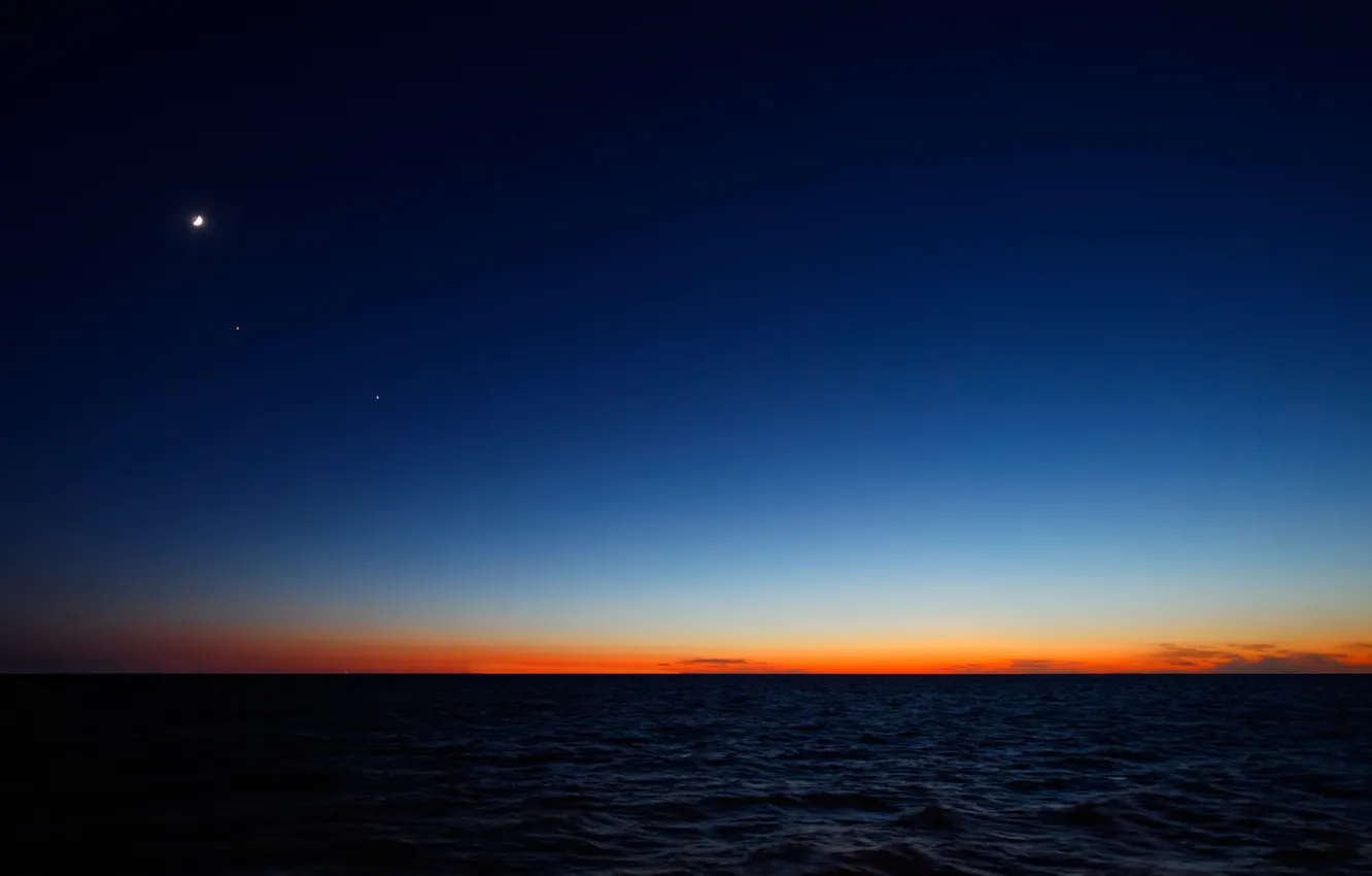 Photo wallpaper sunrise, the ocean, The moon, Mars, Argentina, Atlantic, Regul