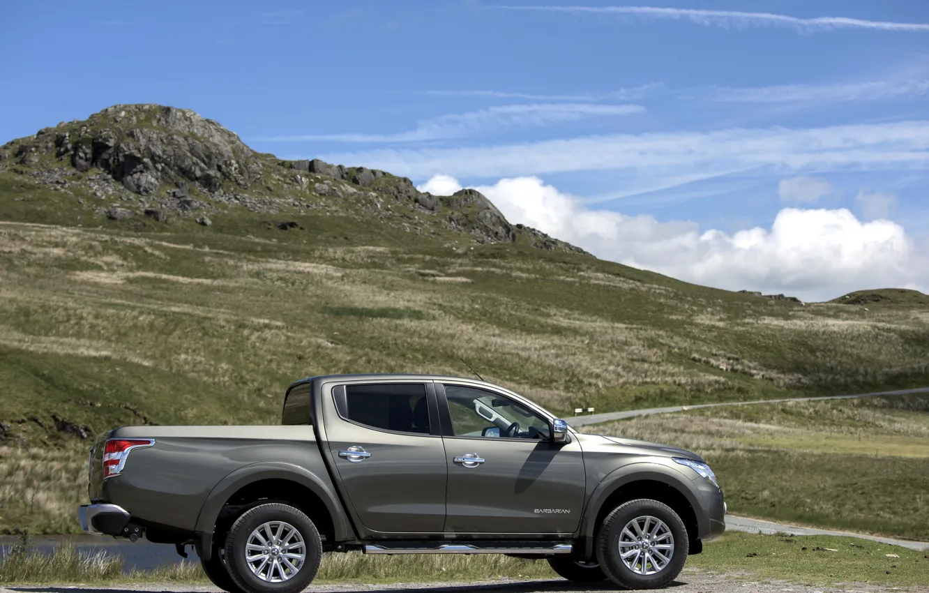 Photo wallpaper the sky, mountain, profile, Mitsubishi, pickup, L200, 2015