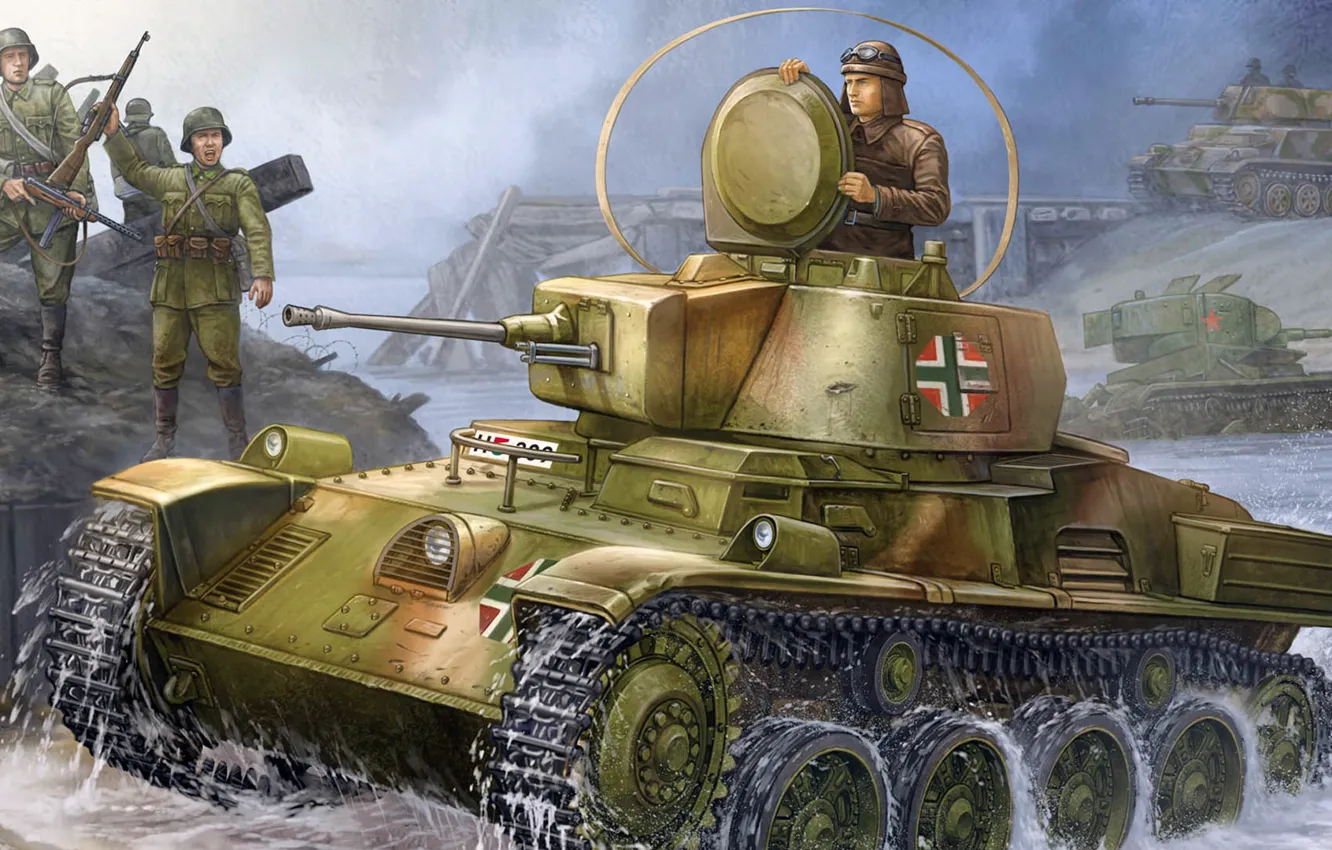 Photo wallpaper figure, art, Hungarian light tank, Toldi, 38M Toldi, 38M