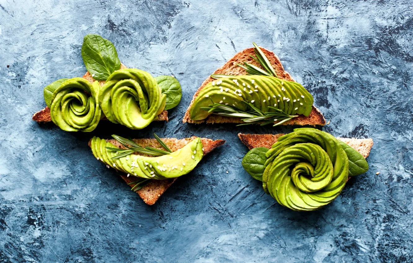 Photo wallpaper food, toast, avocado, appetizer